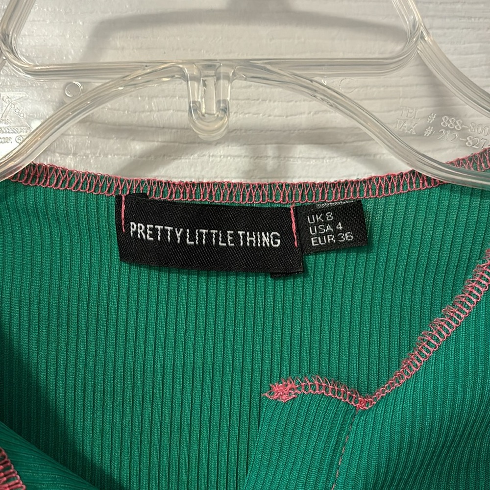 Green Rib Splice Contrast Button Shirt - Picture 4 of 4